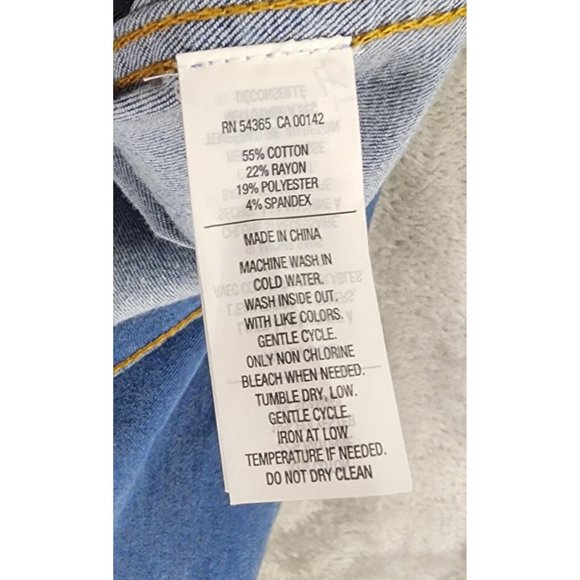 Nygard Jean Jackets Womens Large Blue Floral Embroidered Distressed Button Up - Picture 13 of 13